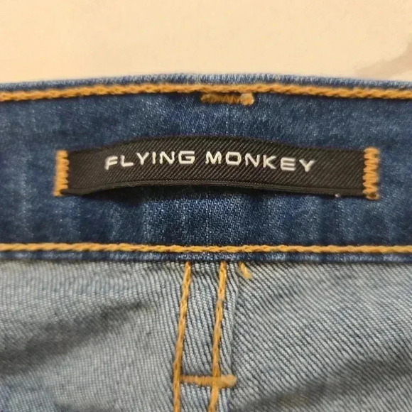 Flying Monkey Low Rise Stretch USA Distressed Jeans Blue Size 26 - Picture 6 of 10